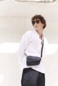 Bordeaux <span>Leather and Canvas Shoulder Bag</span>